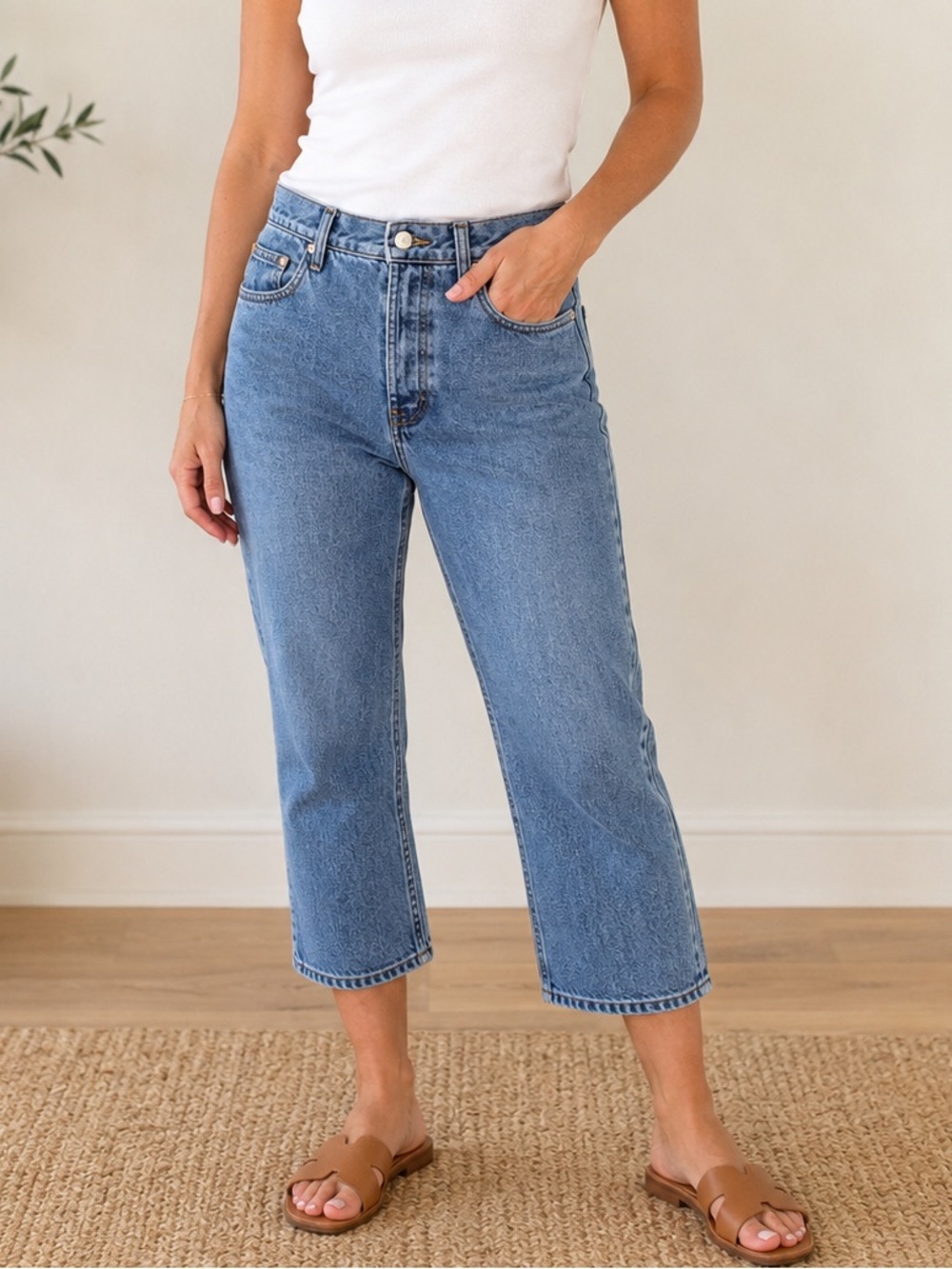 GAP Vintage Classic Boy Fit High Rise Y2K Jeans Light Blue Wash Denim Cropped 8